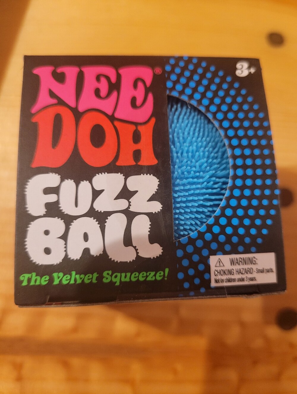 Needoh Fuzz Ball Velvet Squeeze Squishy Toy - Blue
